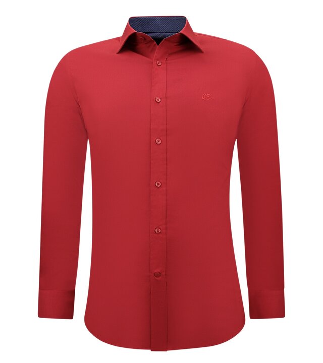 Gentile Bellini Herren Business Baumwollhemd - Slim Fit Bluse Stretch -Rot