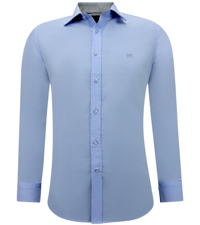 Gentile Bellini Business Herrenhemden Langarm - Slim Fit Bluse Stretch - Blau