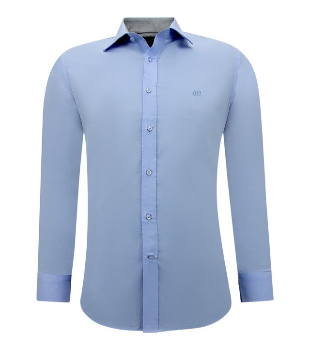 Gentile Bellini Business Herrenhemden Langarm - Slim Fit Bluse Stretch - Blau