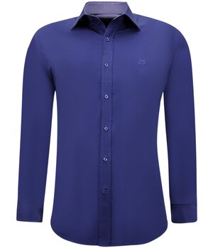 Gentile Bellini Neat Tailored Shirts für Männer - Slim Fit Bluse Stretch - Blau