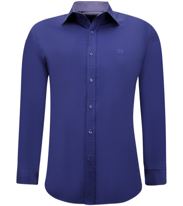 Gentile Bellini Neat Tailored Shirts für Männer - Slim Fit Bluse Stretch - Blau