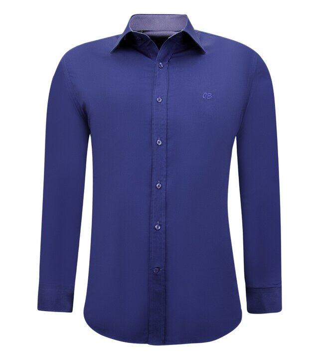Gentile Bellini Neat Tailored Shirts für Männer - Slim Fit Bluse Stretch - Blau