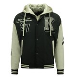 Enos Herren Oversized College Jacken mit Kapuze - 8630 - Schwarz