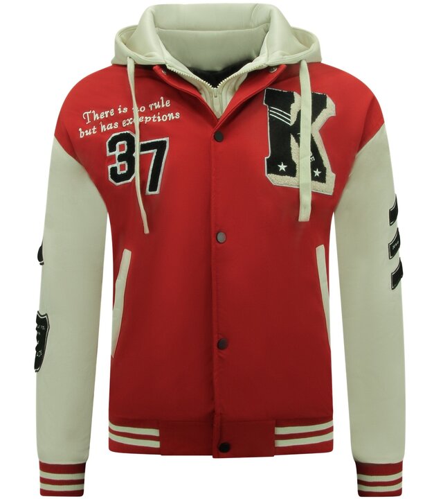 Enos Oversized College Jacke Männer mit Kapuze - 8630 - Rot