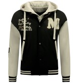 Enos Baseballjacke Classic Oversized mit Kapuze -8632- Schwarz Enos Baseballjacke Classic Oversized mit Kapuze -8632- Schwarz
