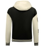 Enos Baseballjacke Classic Oversized mit Kapuze -8632- Schwarz Enos Baseballjacke Classic Oversized mit Kapuze -8632- Schwarz