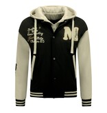 Enos Baseballjacke Classic Oversized mit Kapuze -8632- Schwarz Enos Baseballjacke Classic Oversized mit Kapuze -8632- Schwarz