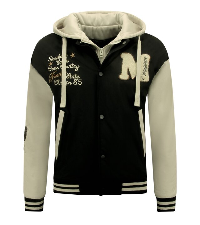 Enos Baseballjacke Classic Oversized mit Kapuze -8632- Schwarz
