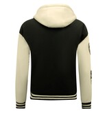 Enos Baseballjacke Classic Oversized mit Kapuze -8632- Schwarz Enos Baseballjacke Classic Oversized mit Kapuze -8632- Schwarz