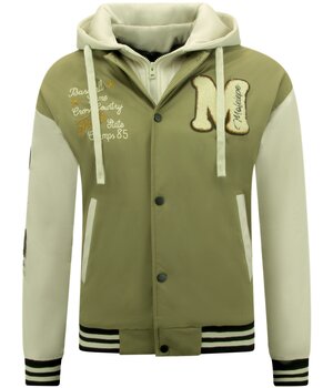 Enos Übergroße Baseball Jacke Classic mit Kapuze -8632- Grün