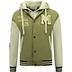 Übergroße Baseball Jacke Classic mit Kapuze -8632- Grün