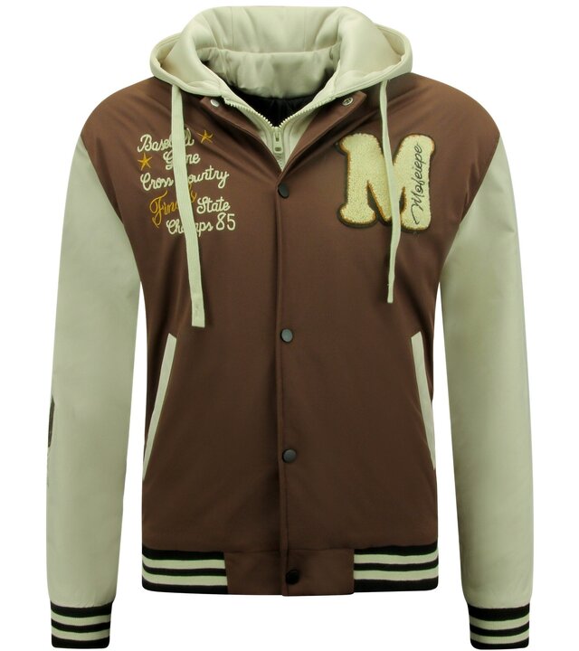 Enos Baseballjacke mit Kapuze in Übergröße -8632- Braun