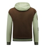 Enos Baseballjacke mit Kapuze in Übergröße -8632- Braun Enos Baseballjacke mit Kapuze in Übergröße -8632- Braun