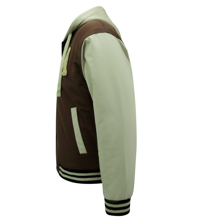 Enos Baseballjacke mit Kapuze in Übergröße -8632- Braun