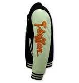 Enos Bestickte Vintage Varsity Jacke für Männer in Übergröße - 851 - Schwarz Enos Bestickte Vintage Varsity Jacke für Männer in Übergröße - 851 - Schwarz