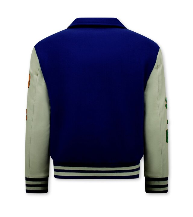 Enos Gestickte Retro College Jacken in Übergröße - 851 - Blau