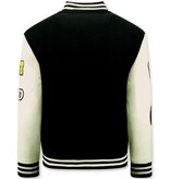 Enos Vintage Varsity Baseball Jacke in Übergrößen für Männer - 7086 - Schwarz