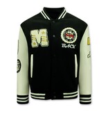 Enos Vintage Varsity Baseball Jacke in Übergrößen für Männer - 7086 - Schwarz