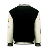 Enos Vintage Varsity Baseball Jacke in Übergrößen für Männer - 7086 - Schwarz