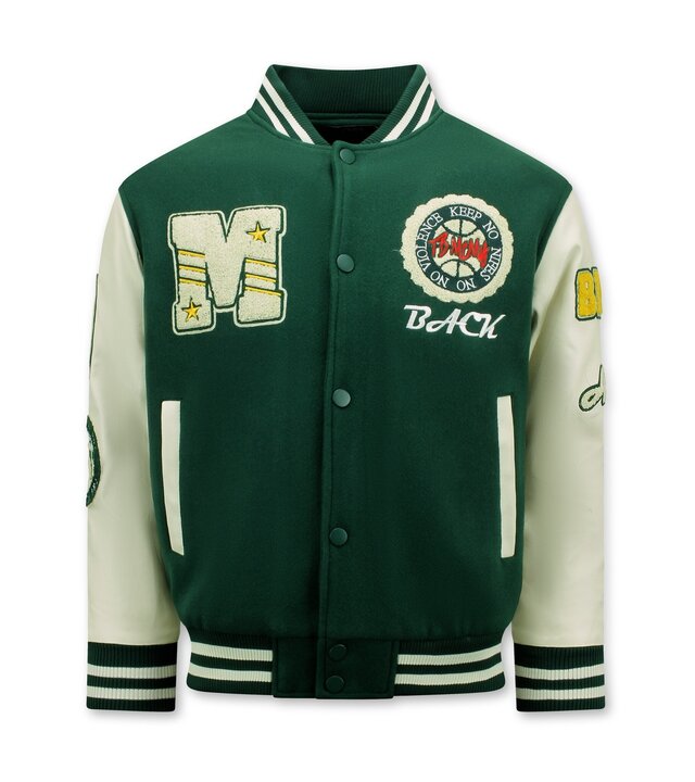 Enos Vintage Oversized Varsity Jacke Männer - 7086 - Grün