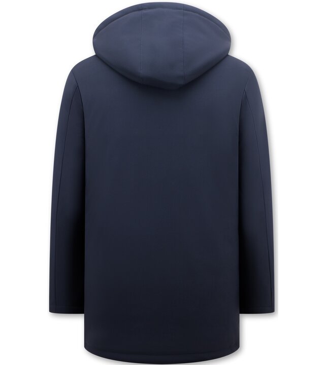 Enos Herren Wintermantel mit abnehmbarer Kapuze - 8766 - Blau