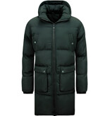 Local Fanatic Lange Herren Puffer Winterjacke mit Kapuze - 3361 - Schwarz