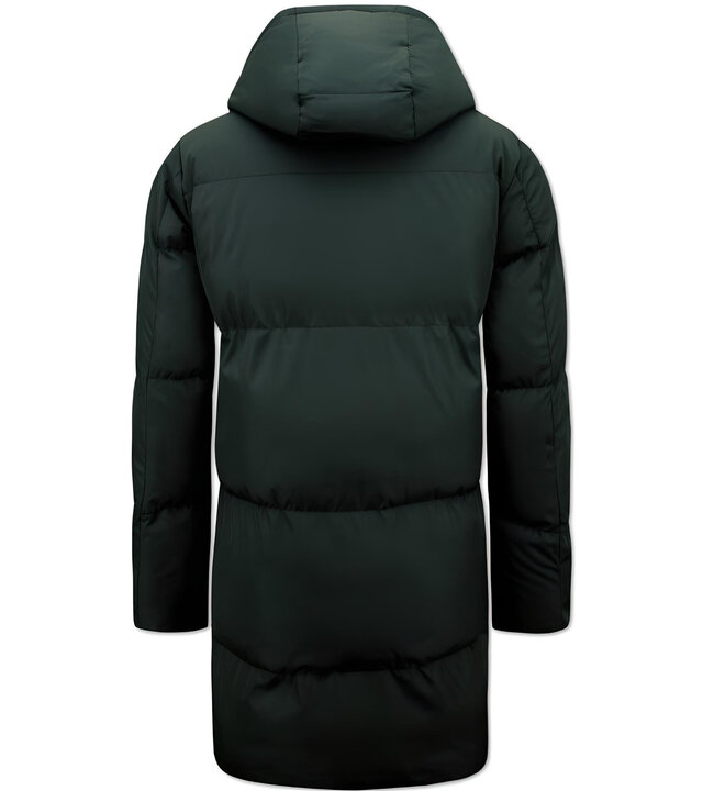 Local Fanatic Lange Herren Puffer Winterjacke mit Kapuze - 3361 - Schwarz