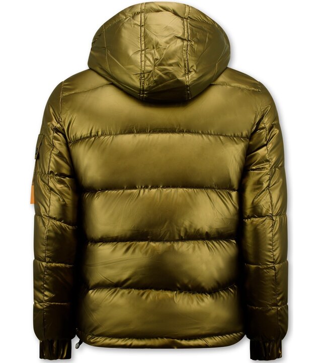 Enos Goldfarbene Herren-Pufferjacke mit Kapuze