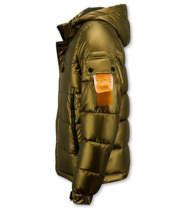 Enos Goldfarbene Herren-Pufferjacke mit Kapuze