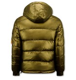 Enos Goldfarbene Herren-Pufferjacke mit Kapuze