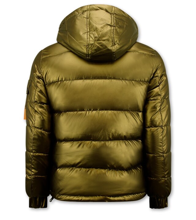 Enos Goldfarbene Herren-Pufferjacke mit Kapuze