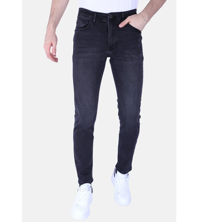 True Rise Neat Regular Fit Herren Stretch Jeans - DP53 - Schwarz