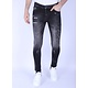 Herren Slim Fit Stone Wash Jeans mit Löchern -1102 - Grau