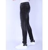 Local Fanatic Herren Slim Fit Stone Wash Jeans mit Löchern -1102 - Grau