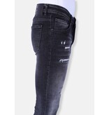 Local Fanatic Herren Slim Fit Stone Wash Jeans mit Löchern -1102 - Grau