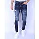 Dunkelblaue Slim Fit Herrenjeans mit Löchern - 1101 - Blau