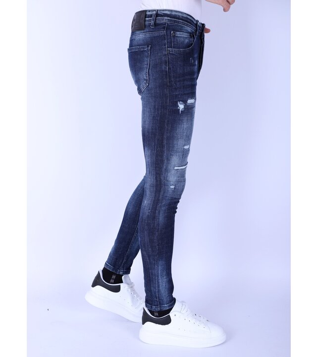 Local Fanatic Dunkelblaue Slim Fit Herrenjeans mit Löchern - 1101 - Blau