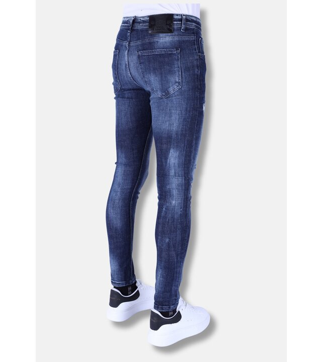 Local Fanatic Dunkelblaue Slim Fit Herrenjeans mit Löchern - 1101 - Blau