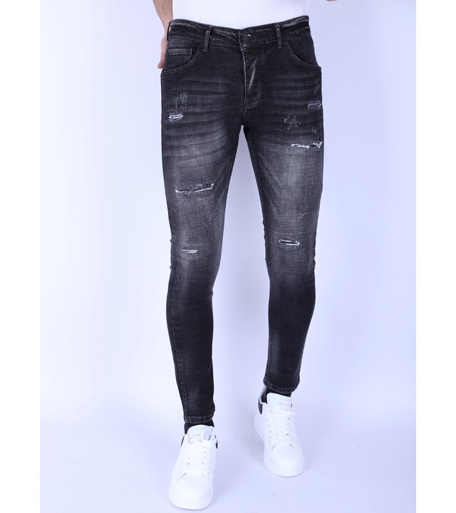 Local Fanatic Stonewash Herrenjeans Slim Fit mit Rissen - 1096 - Grau