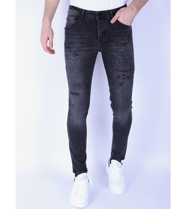 Local Fanatic Ripped Jeans für Männer Slim Fit mit Stretch - 1104 - Schwarz