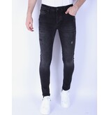 Local Fanatic Stone Washing Herren Slim Fit Jeans mit Stretch - 1105 - Schwarz