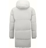 Local Fanatic Lange Puffer Parka Jacke für Herren mit abnehmbarer Kapuze - 3361 - Creme/Weiß