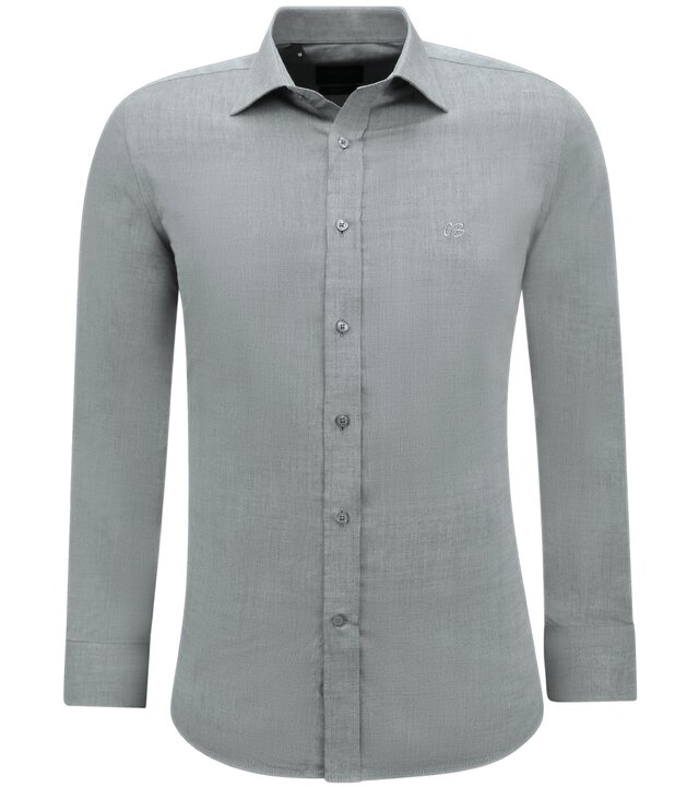 Gentile Bellini  Oxford Bluse Herren Langarm Einfarbig - Grau