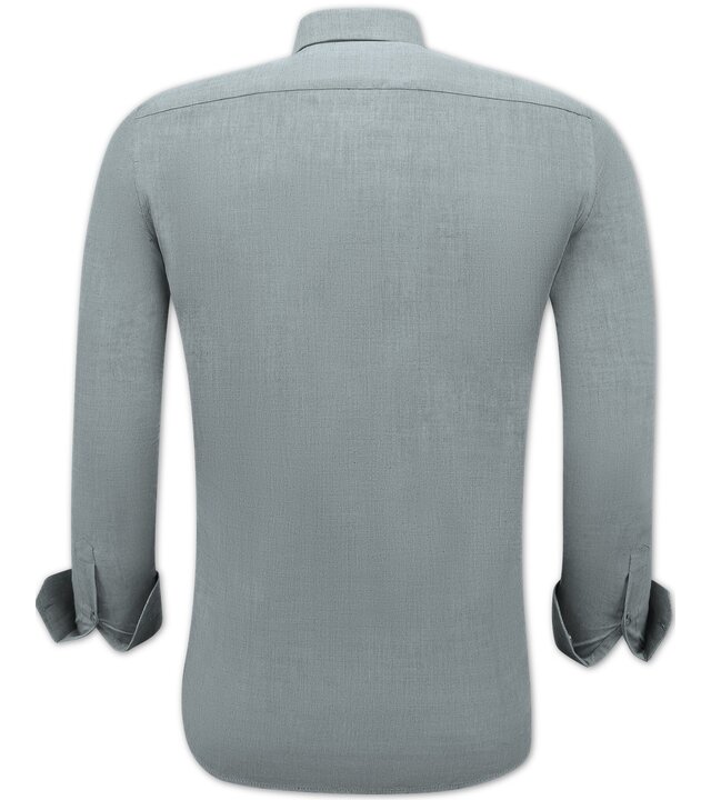 Gentile Bellini  Oxford Bluse Herren Langarm Einfarbig - Grau