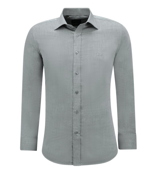 Gentile Bellini  Oxford Bluse Herren Langarm Einfarbig - Grau