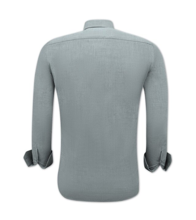 Gentile Bellini  Oxford Bluse Herren Langarm Einfarbig - Grau