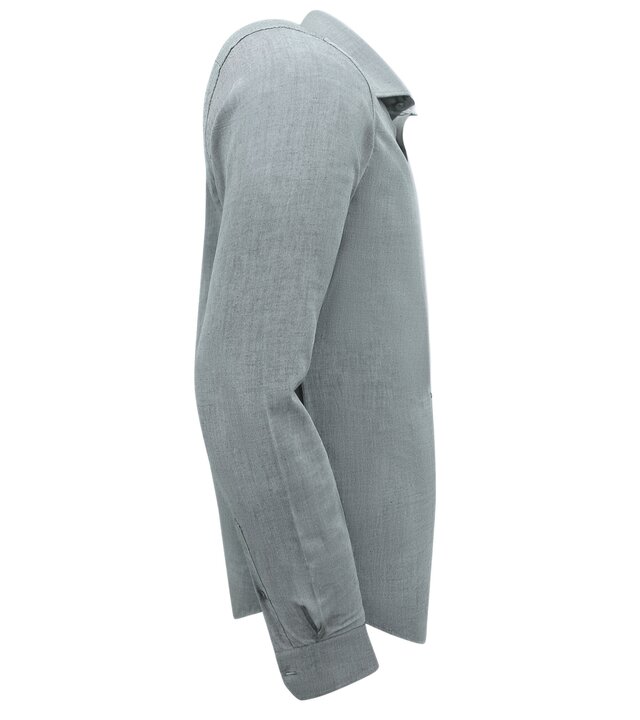 Gentile Bellini  Oxford Bluse Herren Langarm Einfarbig - Grau