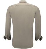Gentile Bellini Herrenhemden Langarm Oxford Slim Fit - Braun/Grau