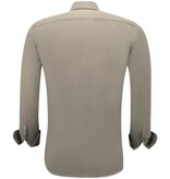 Gentile Bellini Herrenhemden Langarm Oxford Slim Fit - Braun/Grau
