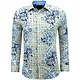 Herren Druck Hemden Langarm Slim fit - 3140 - Blau